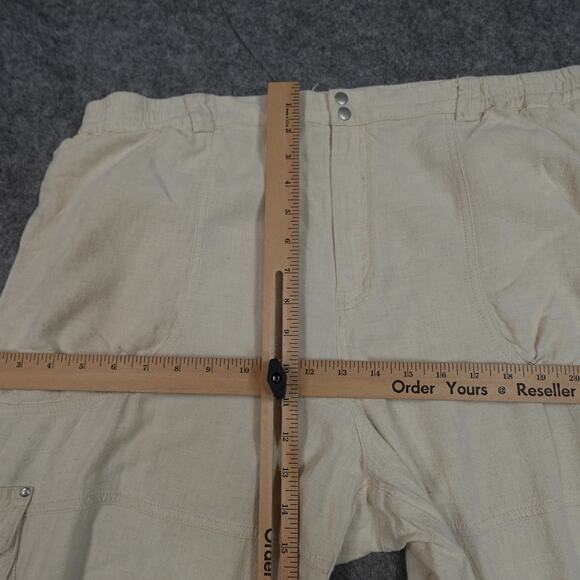 Anthropologie Pants Womens Extra Large Jogger Cargo Linen Ivory Pull On Baggy - Picture 3 of 10